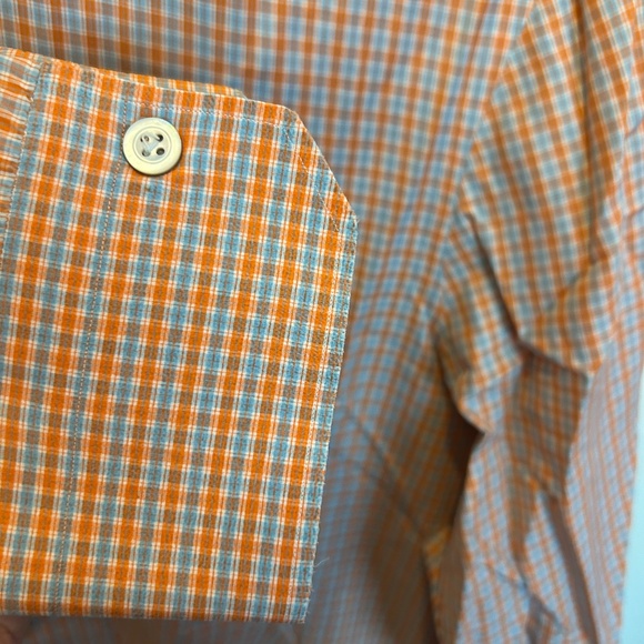 Kiton Orange Grey Spread Collar Dress Shirt 15.5 - Picture 2 of 7